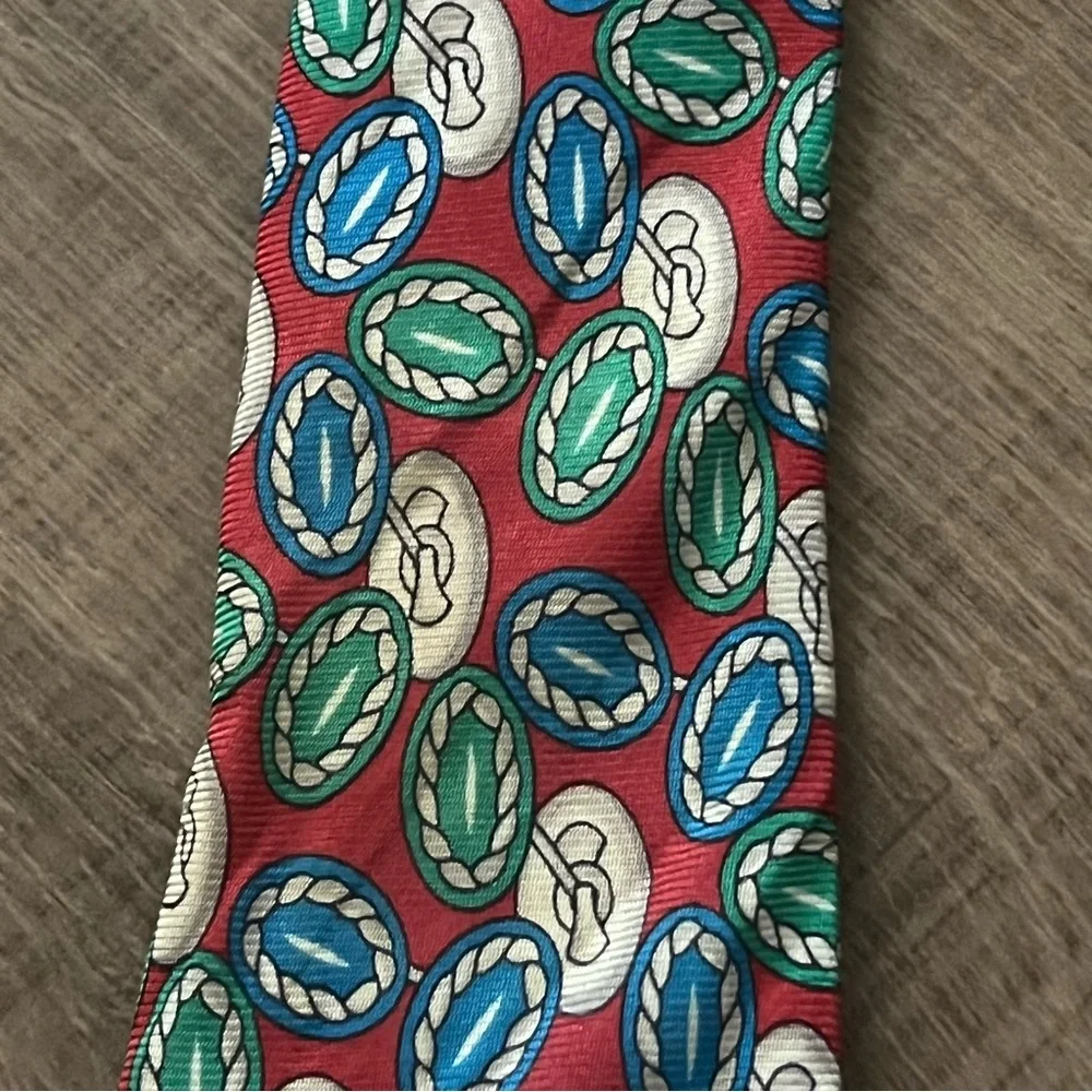 Burberry London Mens Silk Designer Necktie Italy Multi‎ Color Red Green Blue Tie